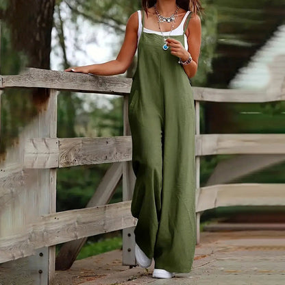 Casual Jumpsuit - Sleeveless Romper With Pockets For Spring&Summer