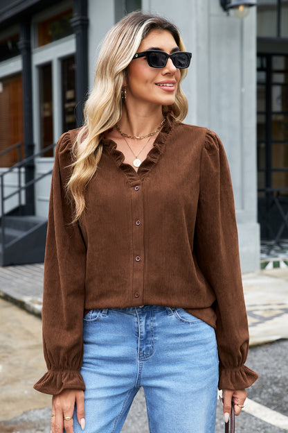 Solid Buttoned Blouse