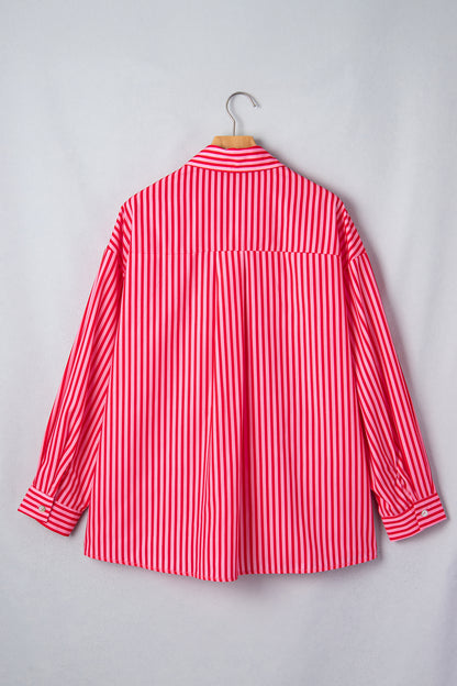 Red Stripe Button-Up Shirt