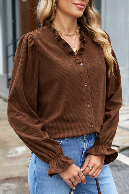 Solid Buttoned Blouse