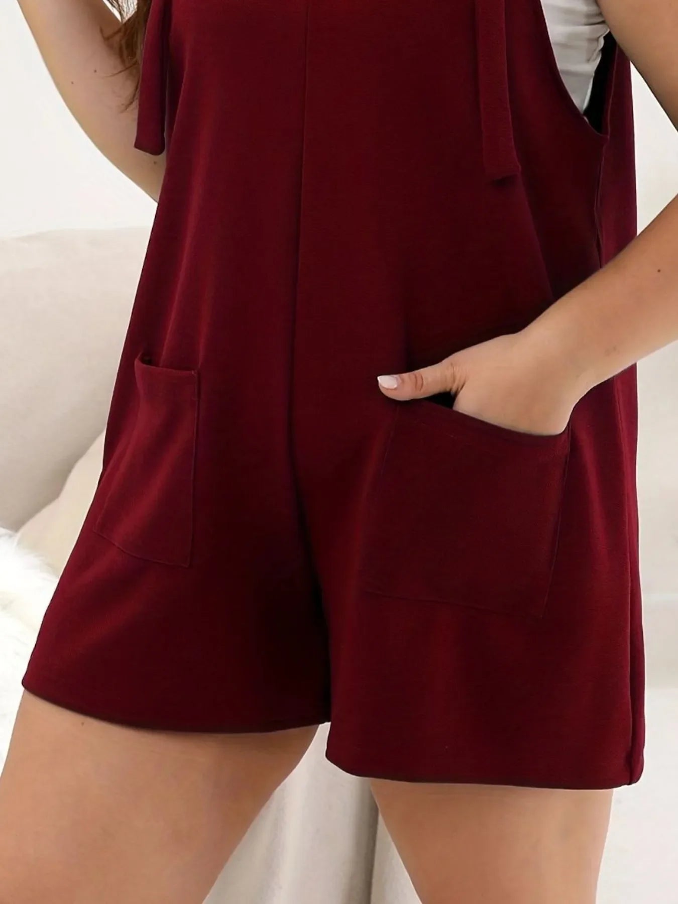 Knotted Strap Romper with Pockets