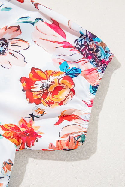 Floral Puff Sleeve Flowy Midi Dress