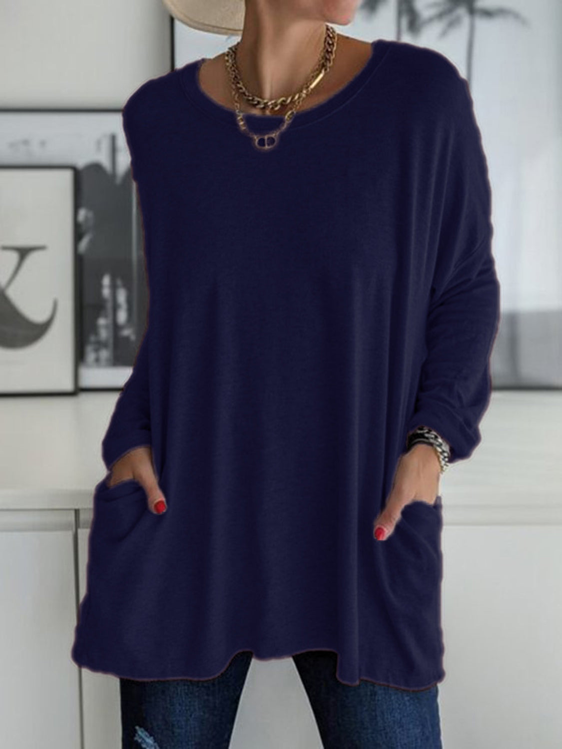Round Neck Long Sleeve Tunic