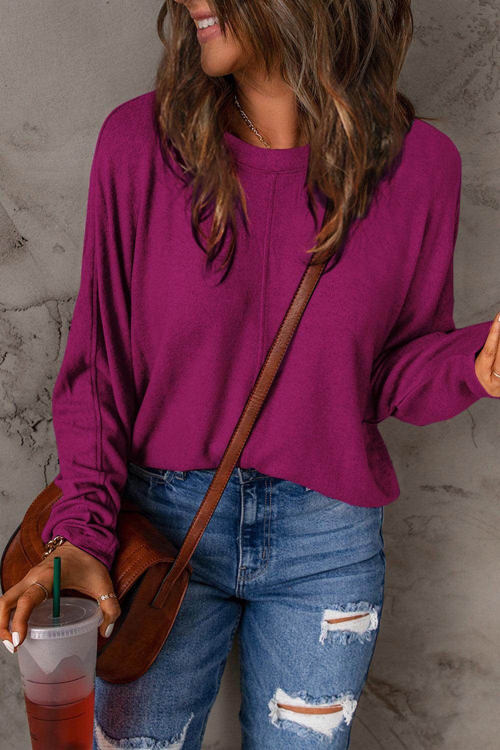 Double Take Round Neck Long Sleeve T-Shirt,