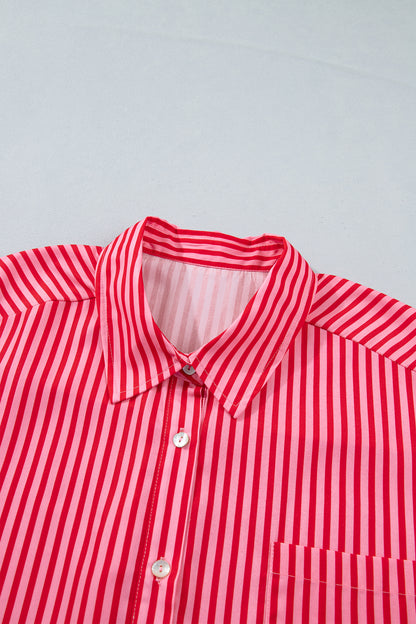 Red Stripe Button-Up Shirt