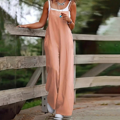 Casual Jumpsuit - Sleeveless Romper With Pockets For Spring&Summer