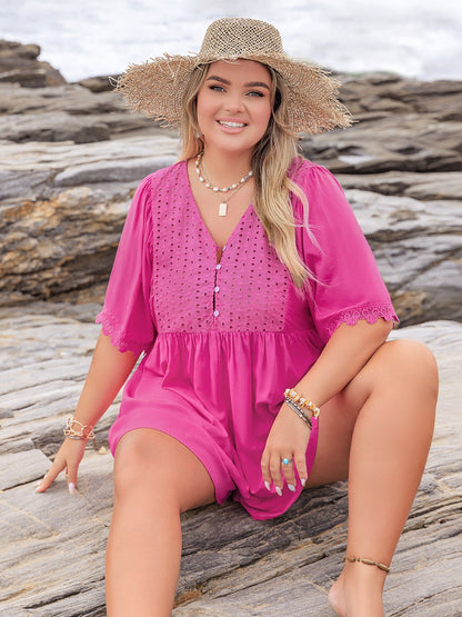 Lace Detail Half Sleeve Romper
