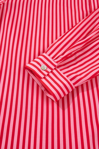 Red Stripe Button-Up Shirt