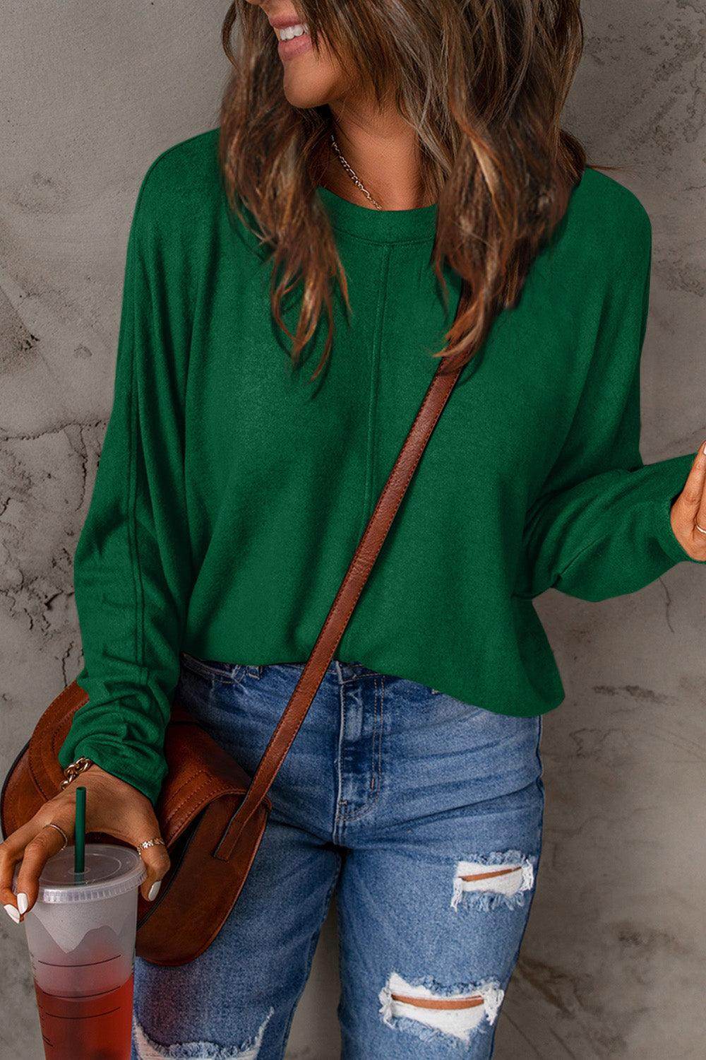 Double Take Round Neck Long Sleeve T-Shirt,