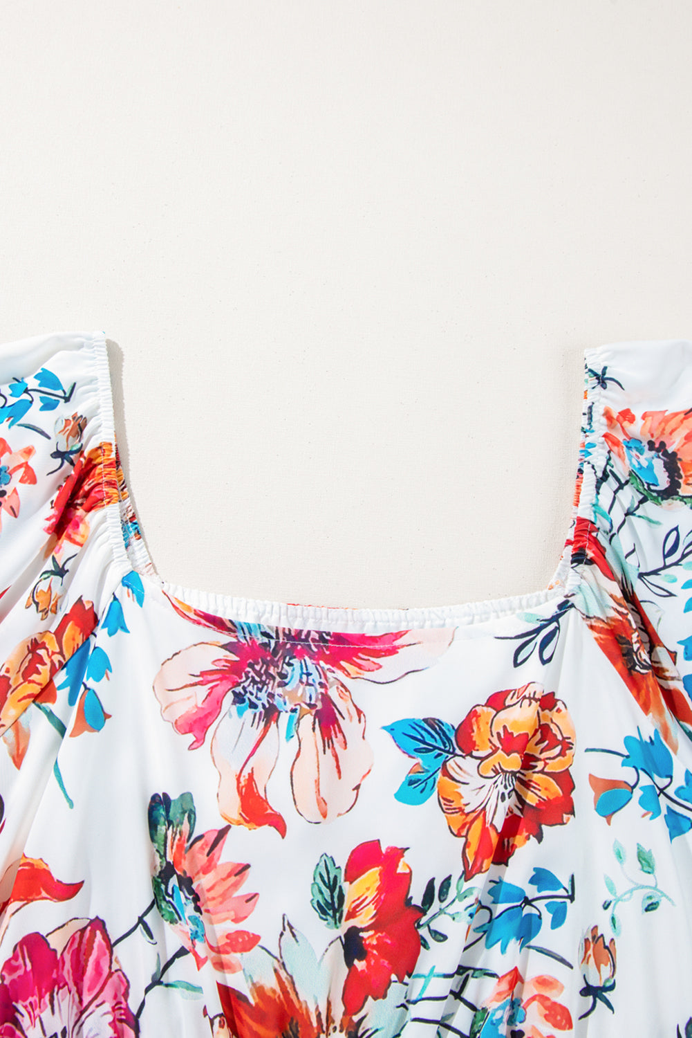 Floral Puff Sleeve Flowy Midi Dress