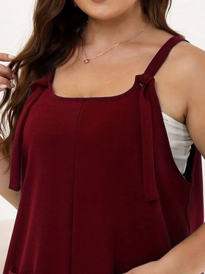 Knotted Strap Romper with Pockets