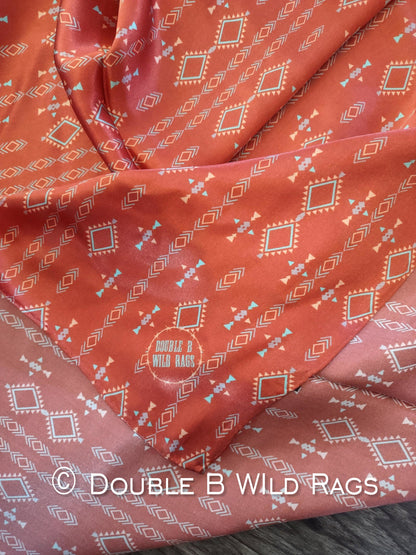 100% Silk Bandana Rusty Orange Aztec