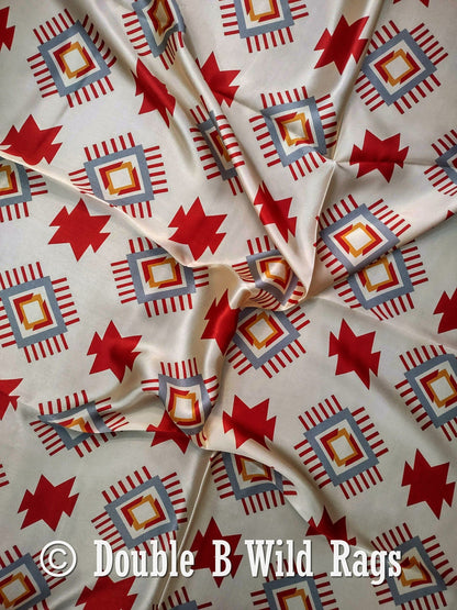 100% Silk Bandana Aztec Ivory and Burgundy