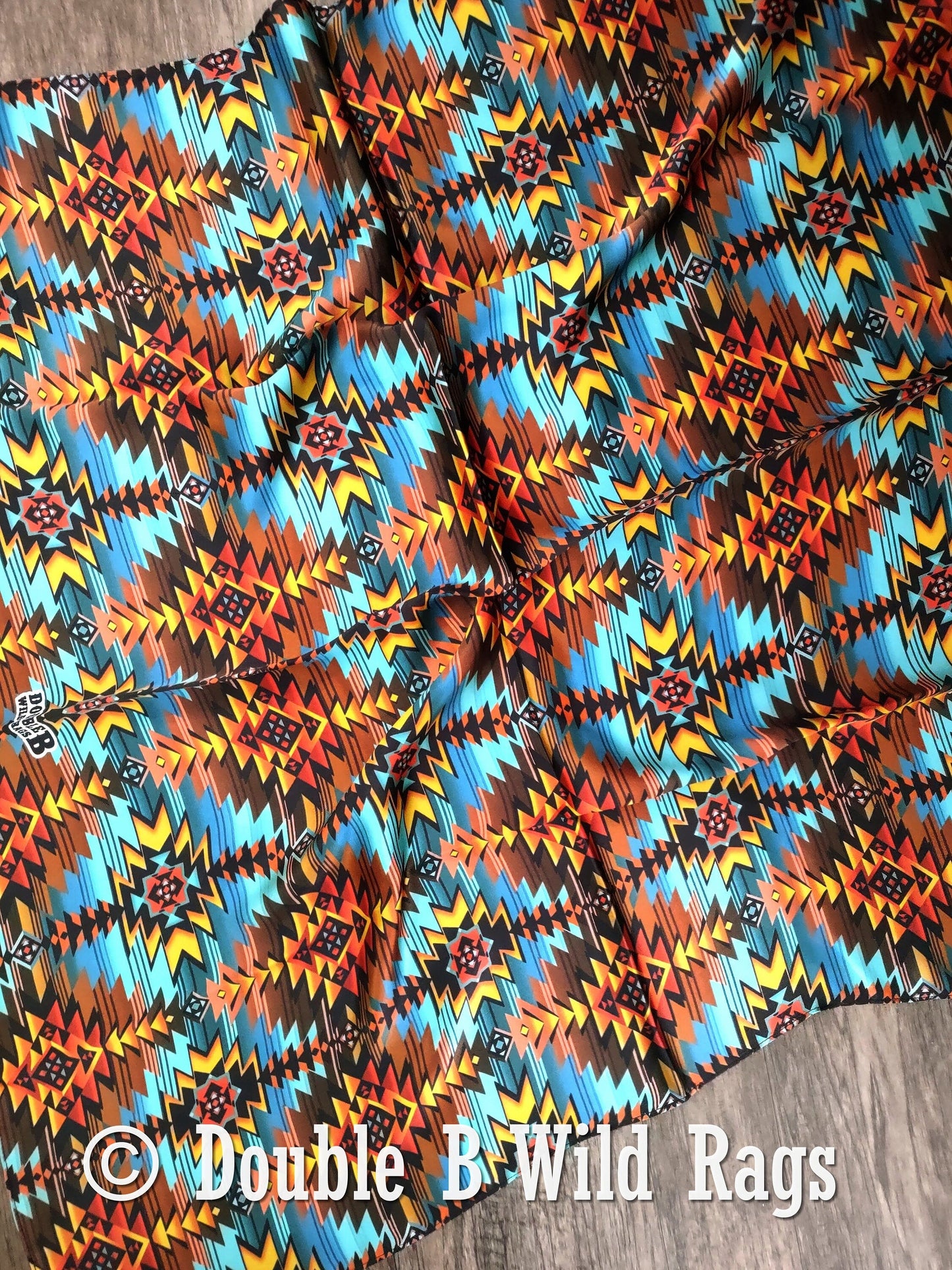 100% Silk Bandana Turquoise and Orange Sunset