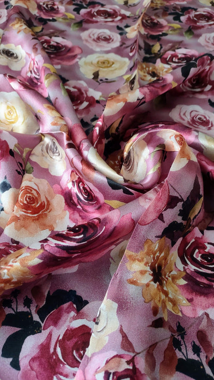 100% Silk Bandana Lilac Purple Gold Floral