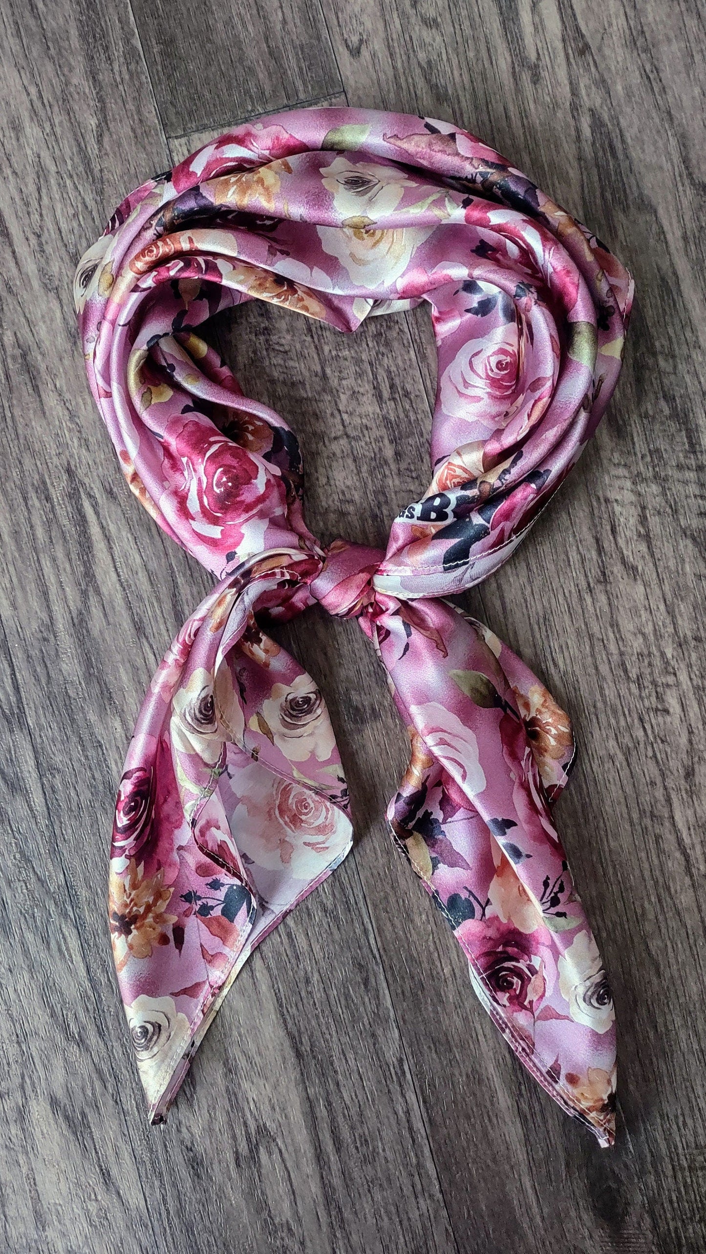 100% Silk Bandana Lilac Purple Gold Floral