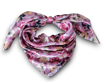 100% Silk Bandana Lilac Purple Gold Floral
