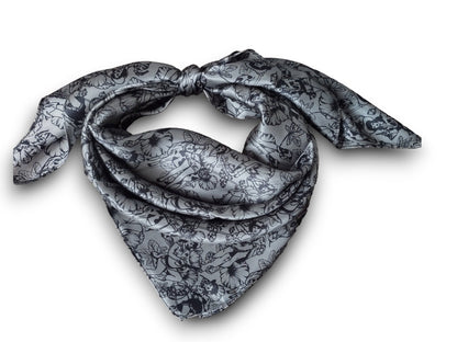100% Silk Bandana Dark Grey Pin Up