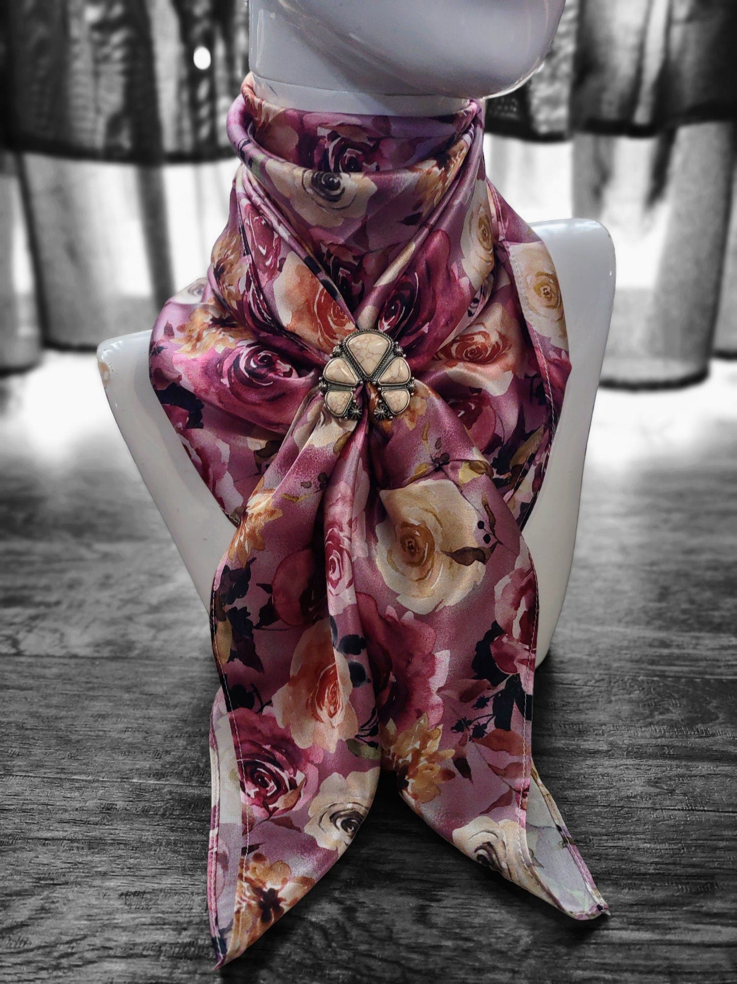 100% Silk Bandana Lilac Purple Gold Floral