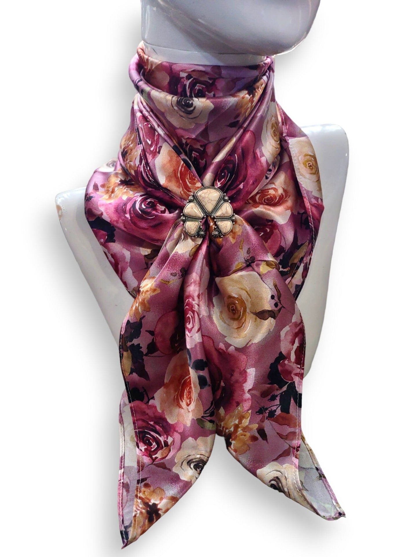 100% Silk Bandana Lilac Purple Gold Floral