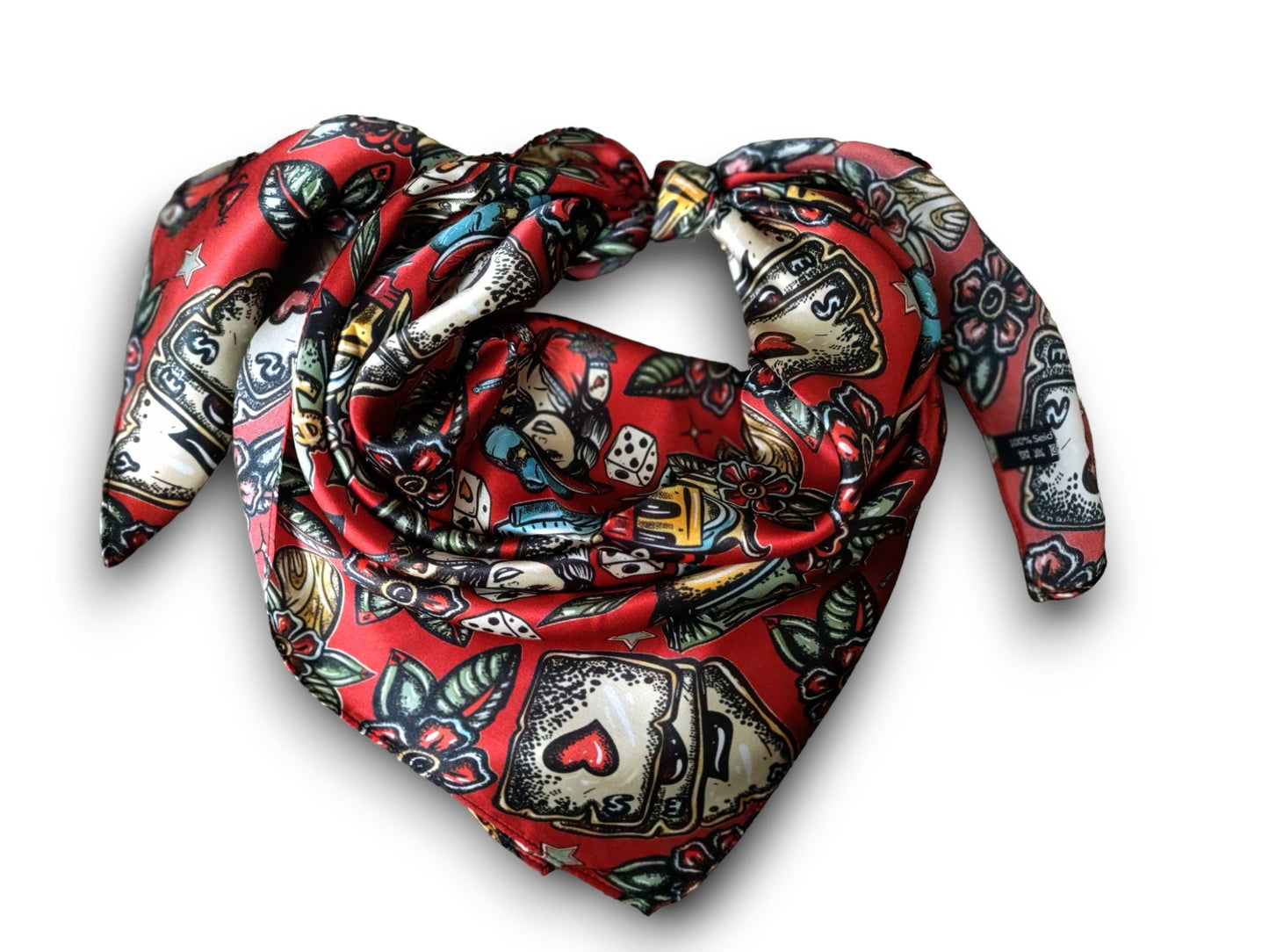 100% Silk Bandana Deep Red Wild West Saloon Casino