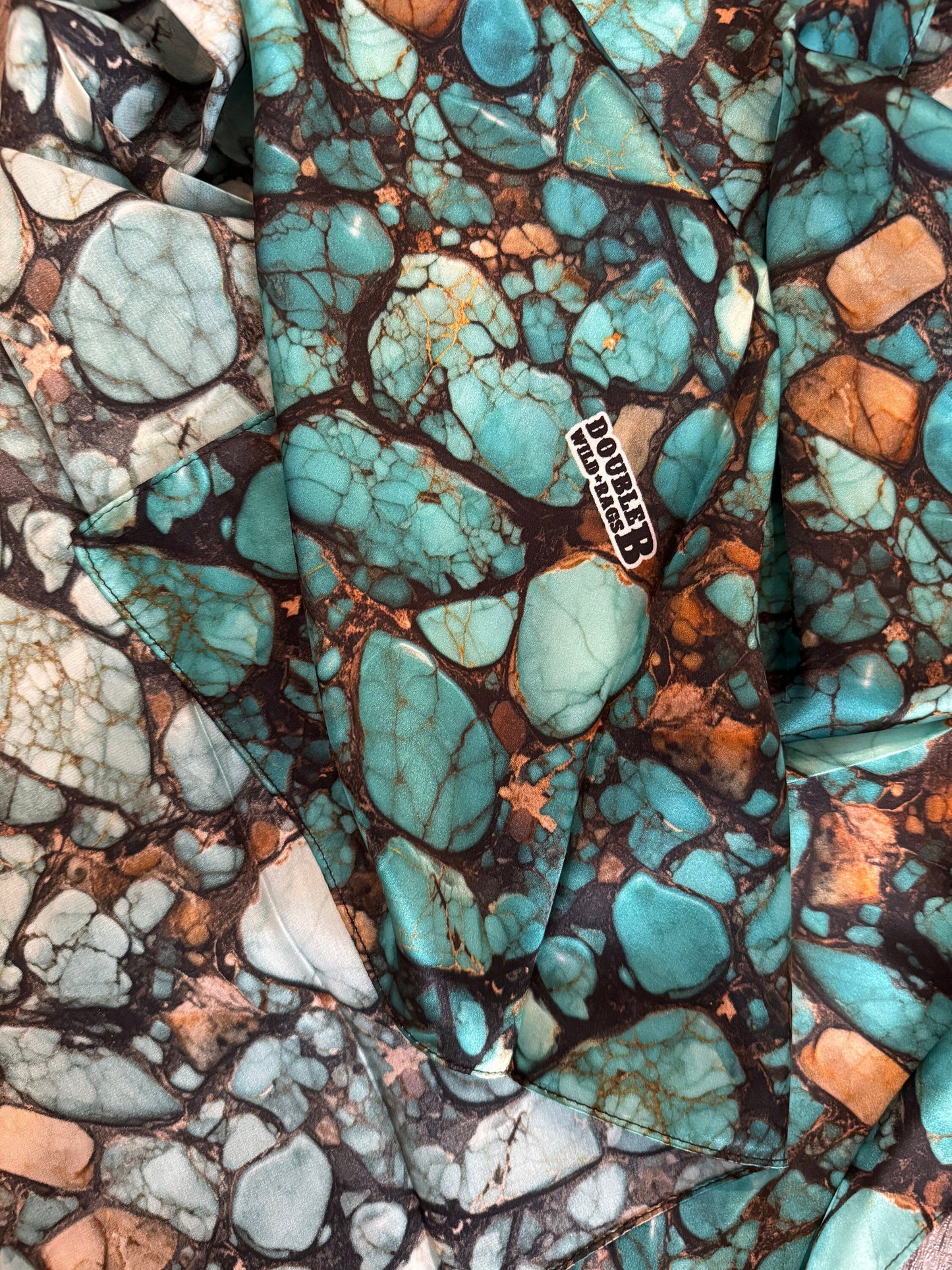 100% Silk Bandana Turquoise Stone