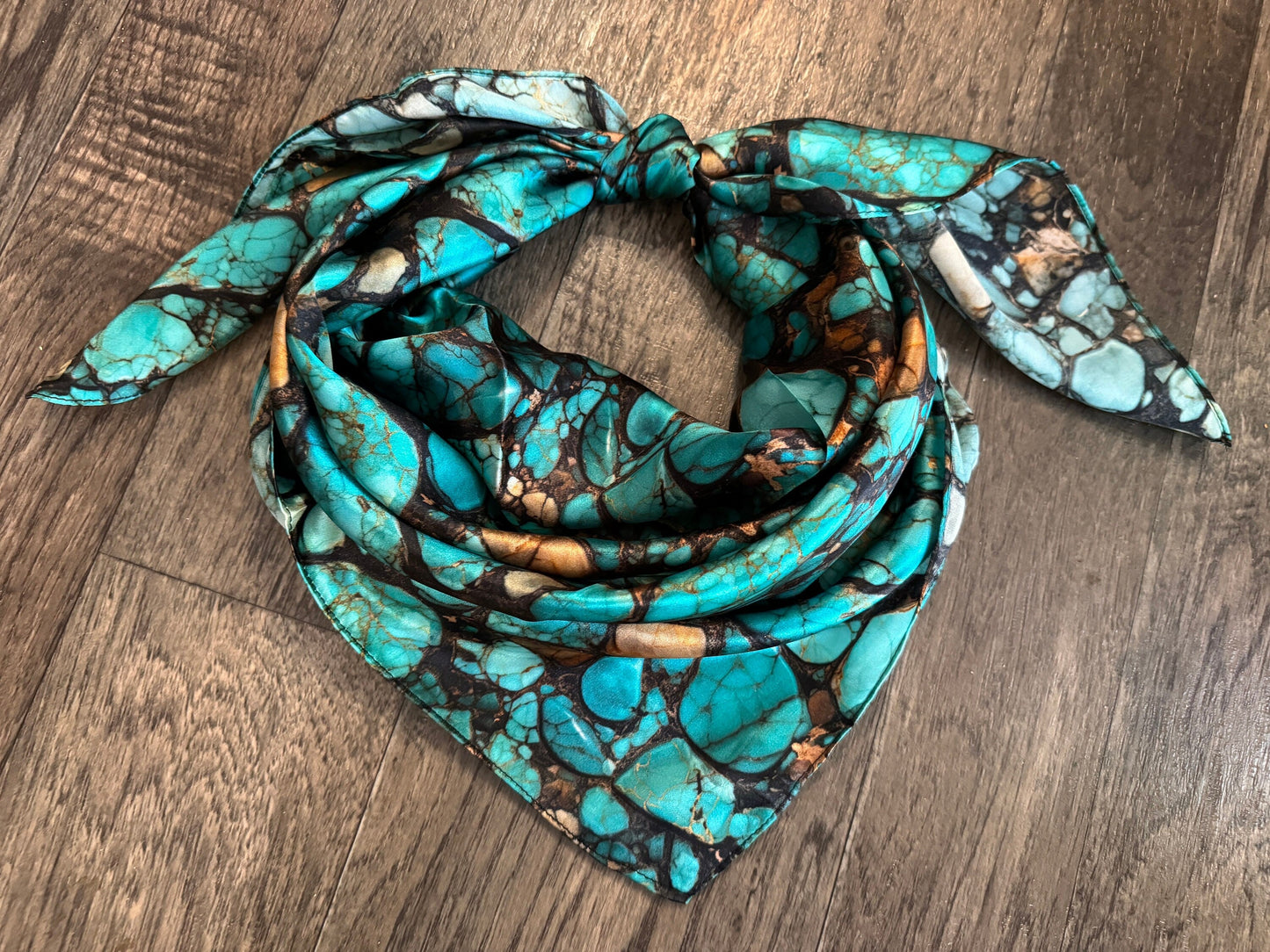 100% Silk Bandana Turquoise Stone