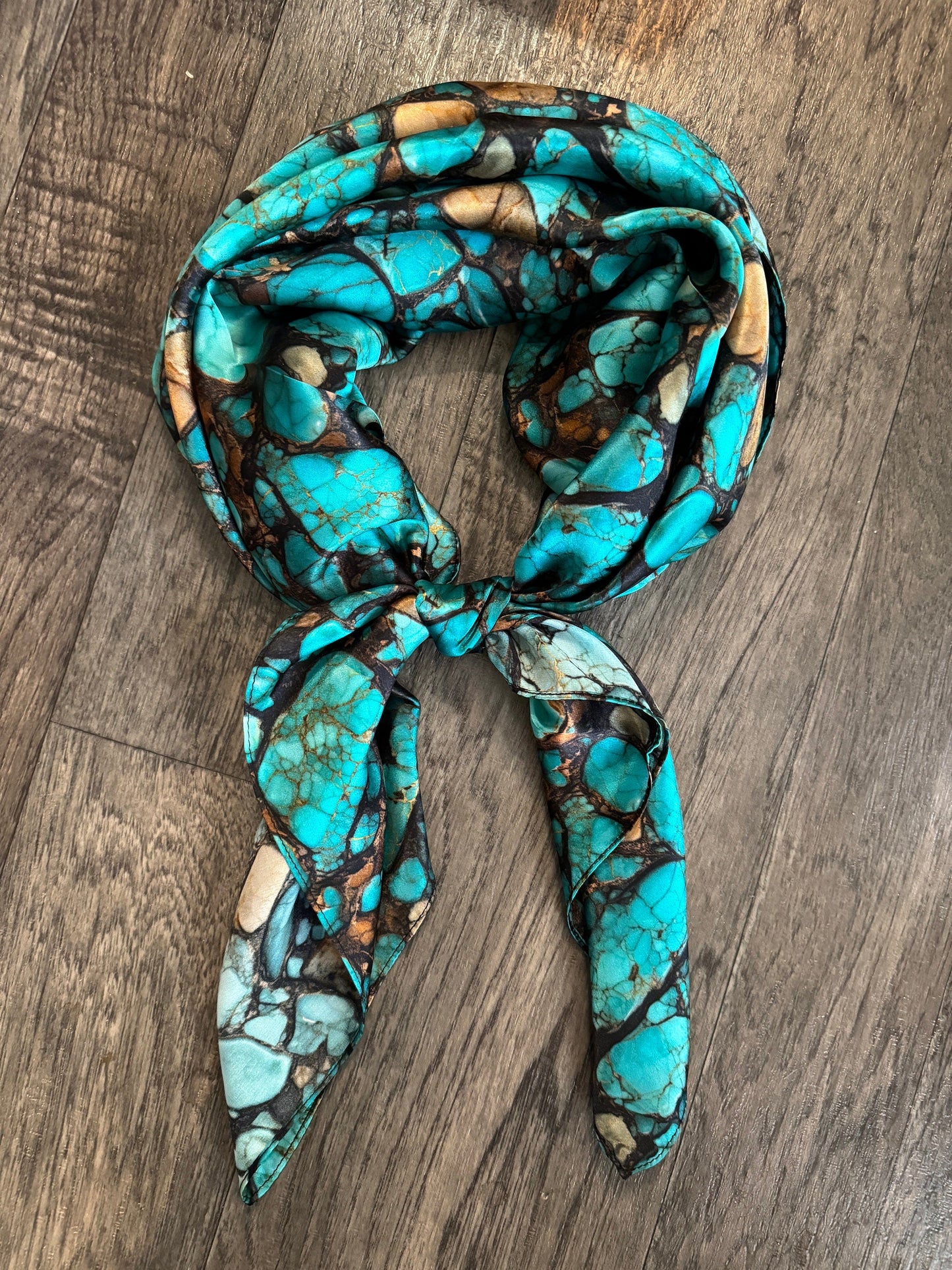 100% Silk Bandana Turquoise Stone