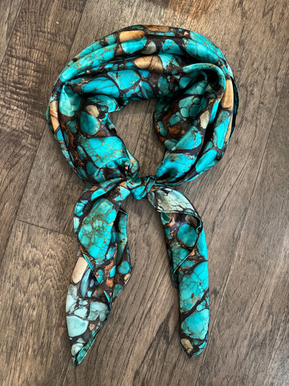 100% Silk Bandana Turquoise Stone