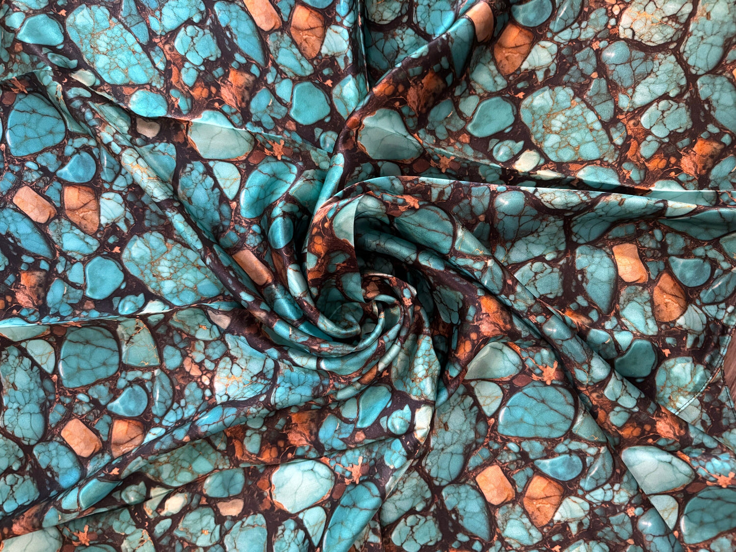 100% Silk Bandana Turquoise Stone