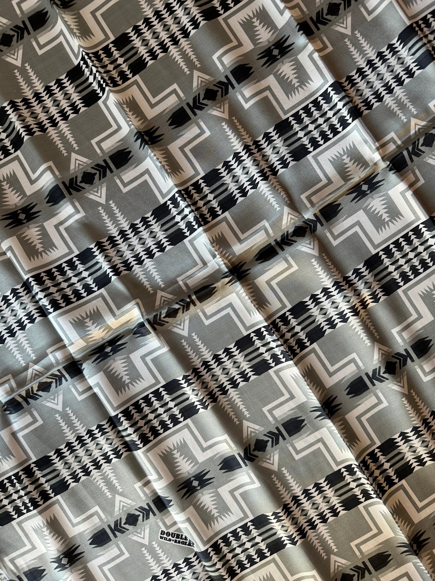 100% Silk Bandana Black and Silver