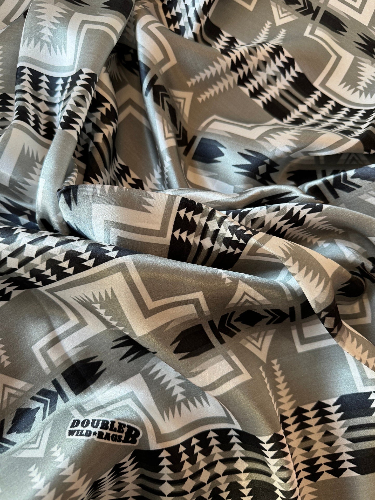 100% Silk Bandana Black and Silver