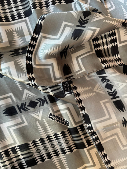 100% Silk Bandana Black and Silver