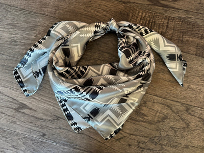 100% Silk Bandana Black and Silver