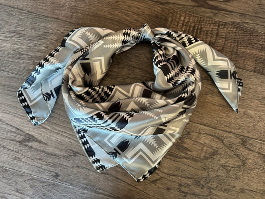 100% Silk Bandana Black and Silver