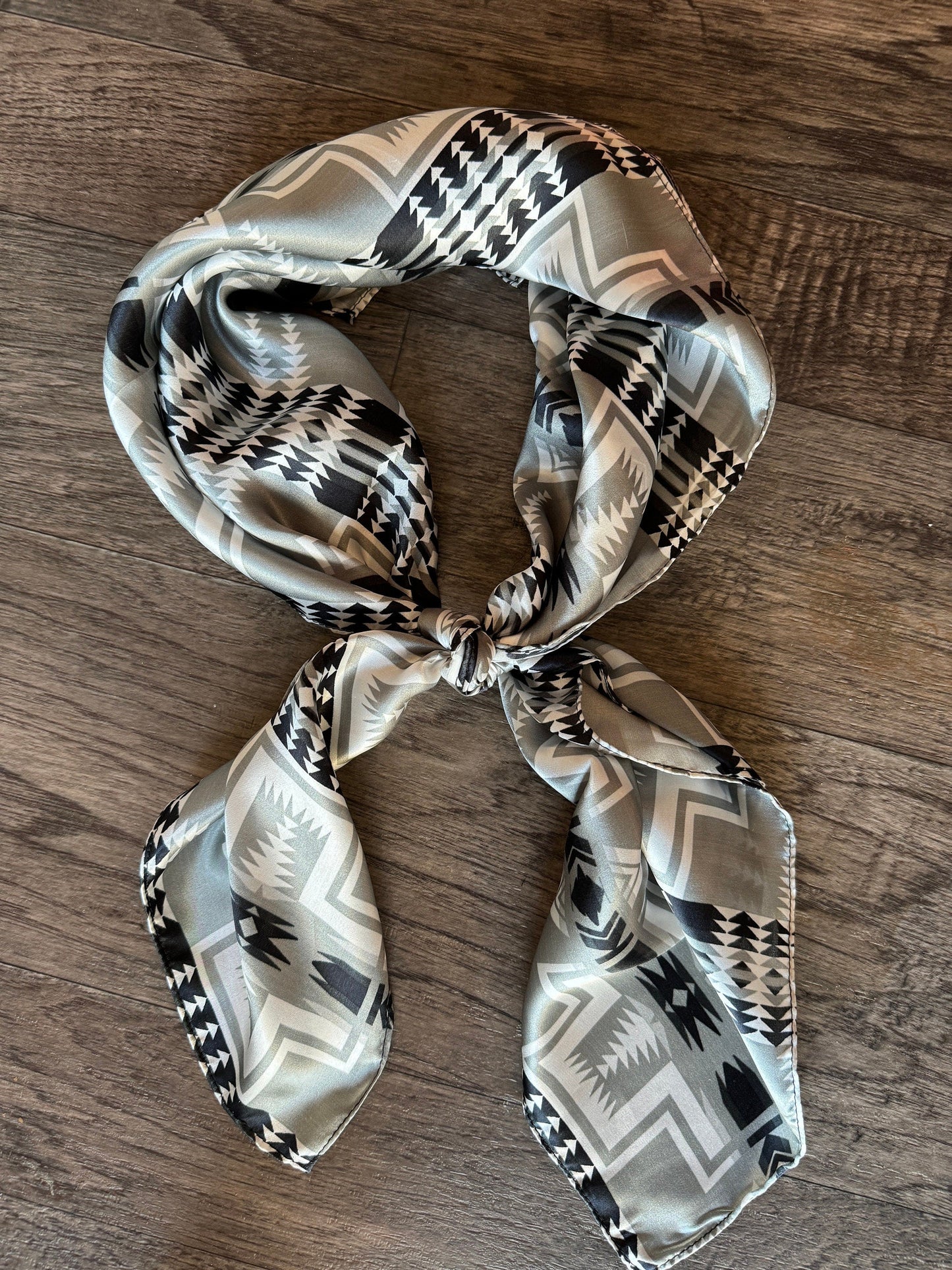 100% Silk Bandana Black and Silver