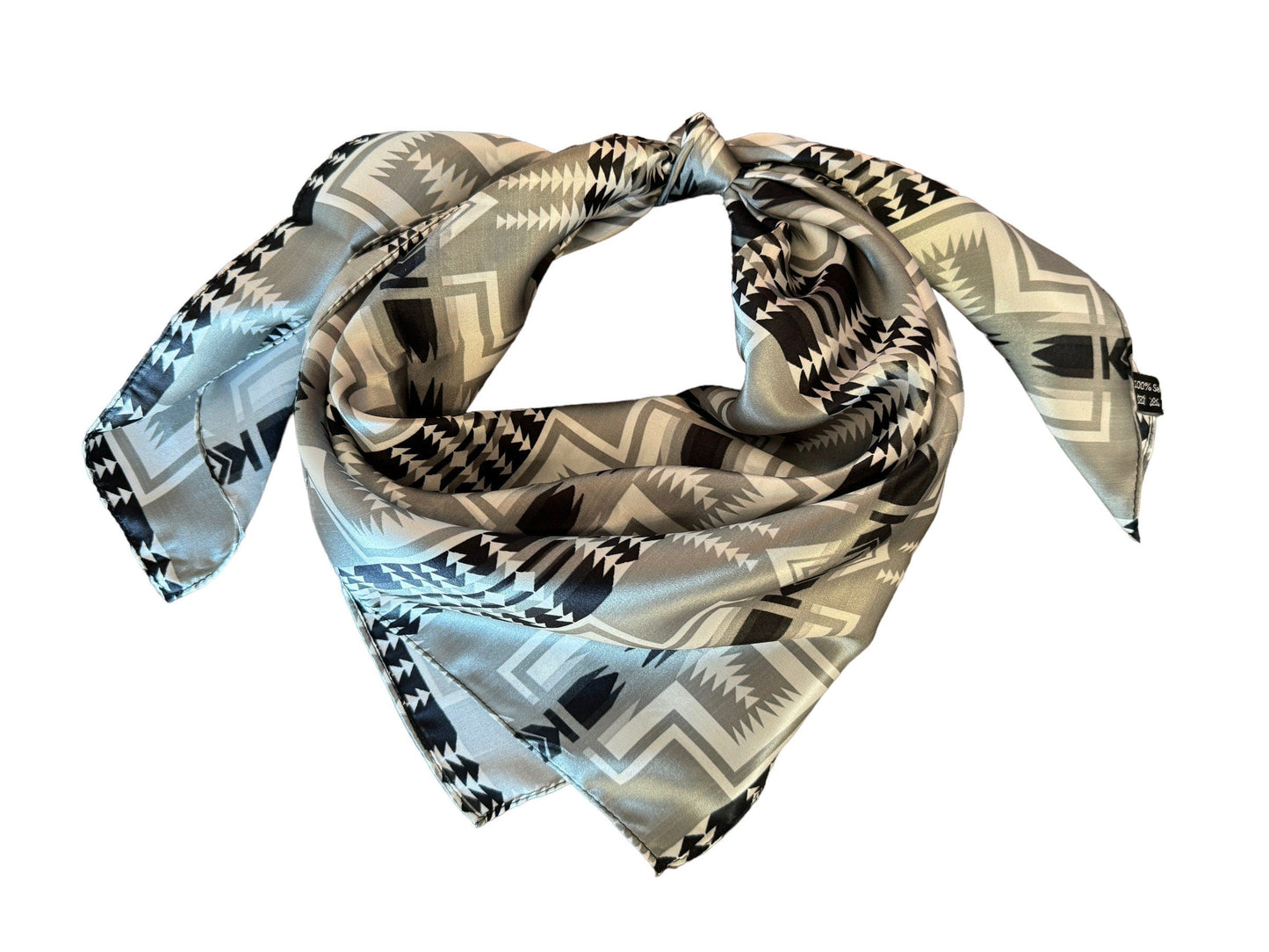 100% Silk Bandana Black and Silver