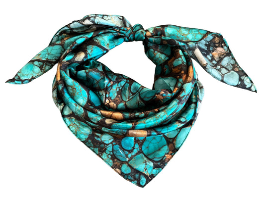 100% Silk Bandana Turquoise Stone