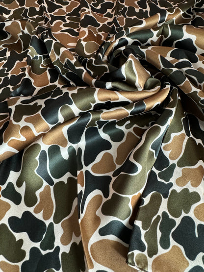 100% Silk Bandana Duck Camouflage Browns and Greens