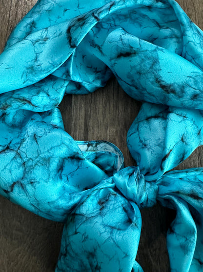 100% Silk Bandana Turquoise Stone