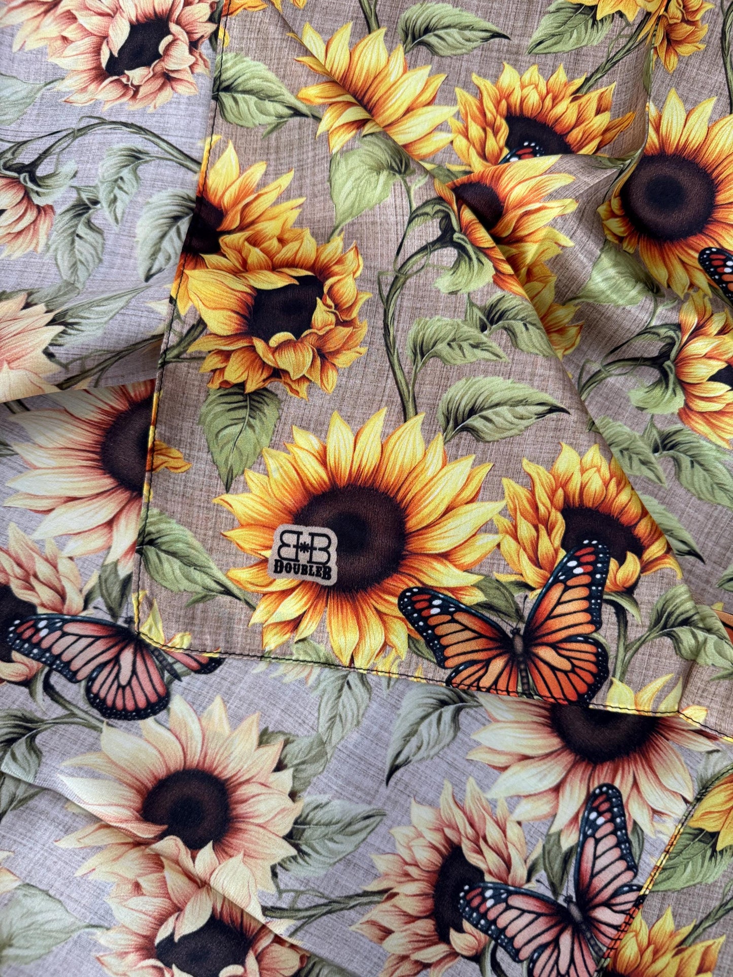 100% Silk Bandana Butterflies Sunflowers