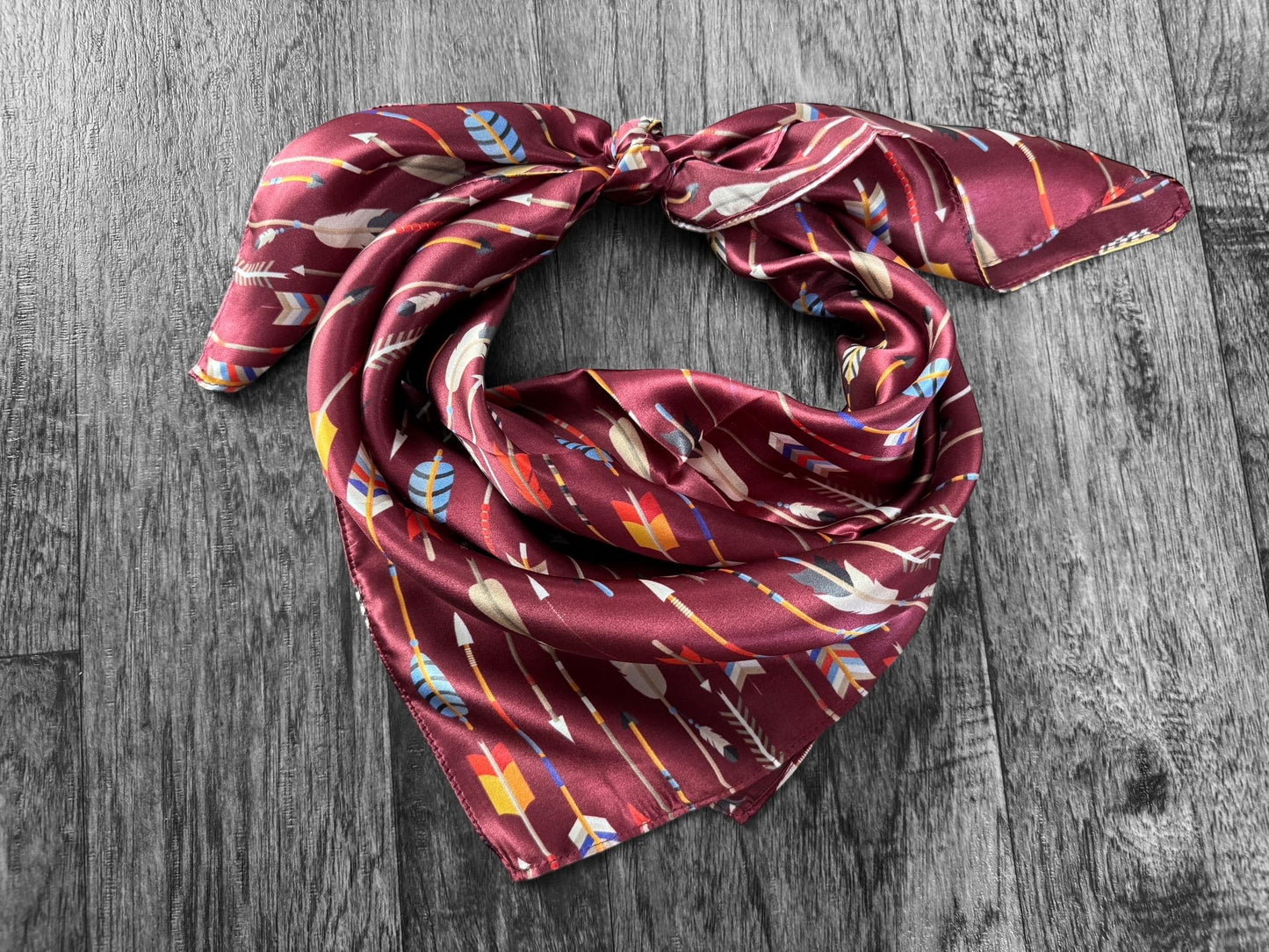 1100% Silk Bandana Maroon Arrows