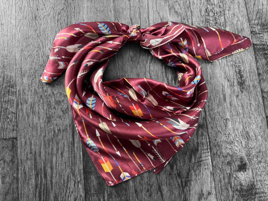 1100% Silk Bandana Maroon Arrows