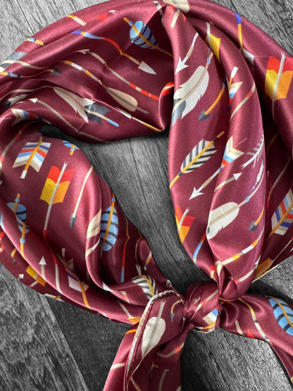 1100% Silk Bandana Maroon Arrows