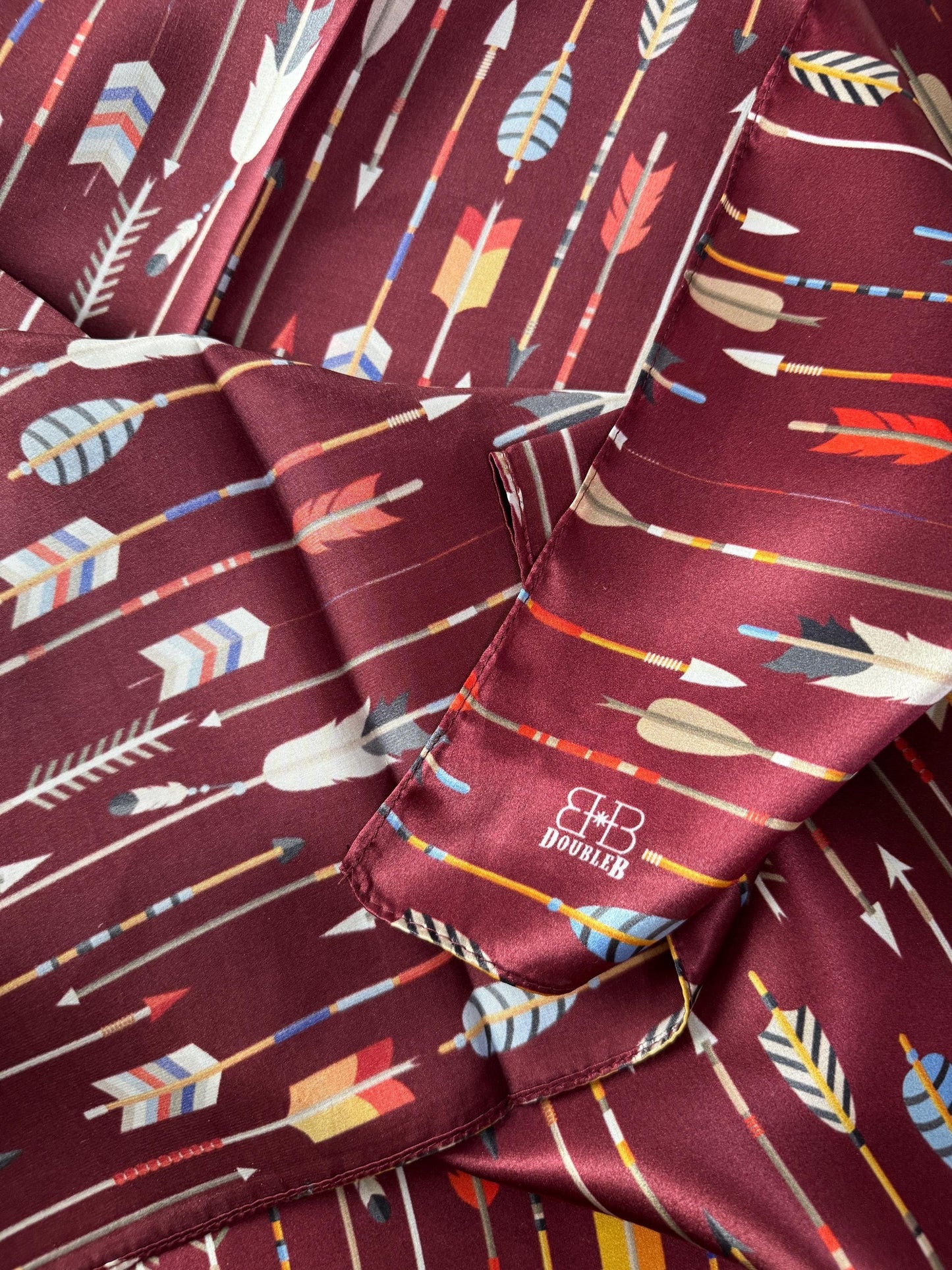 1100% Silk Bandana Maroon Arrows
