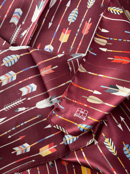 1100% Silk Bandana Maroon Arrows