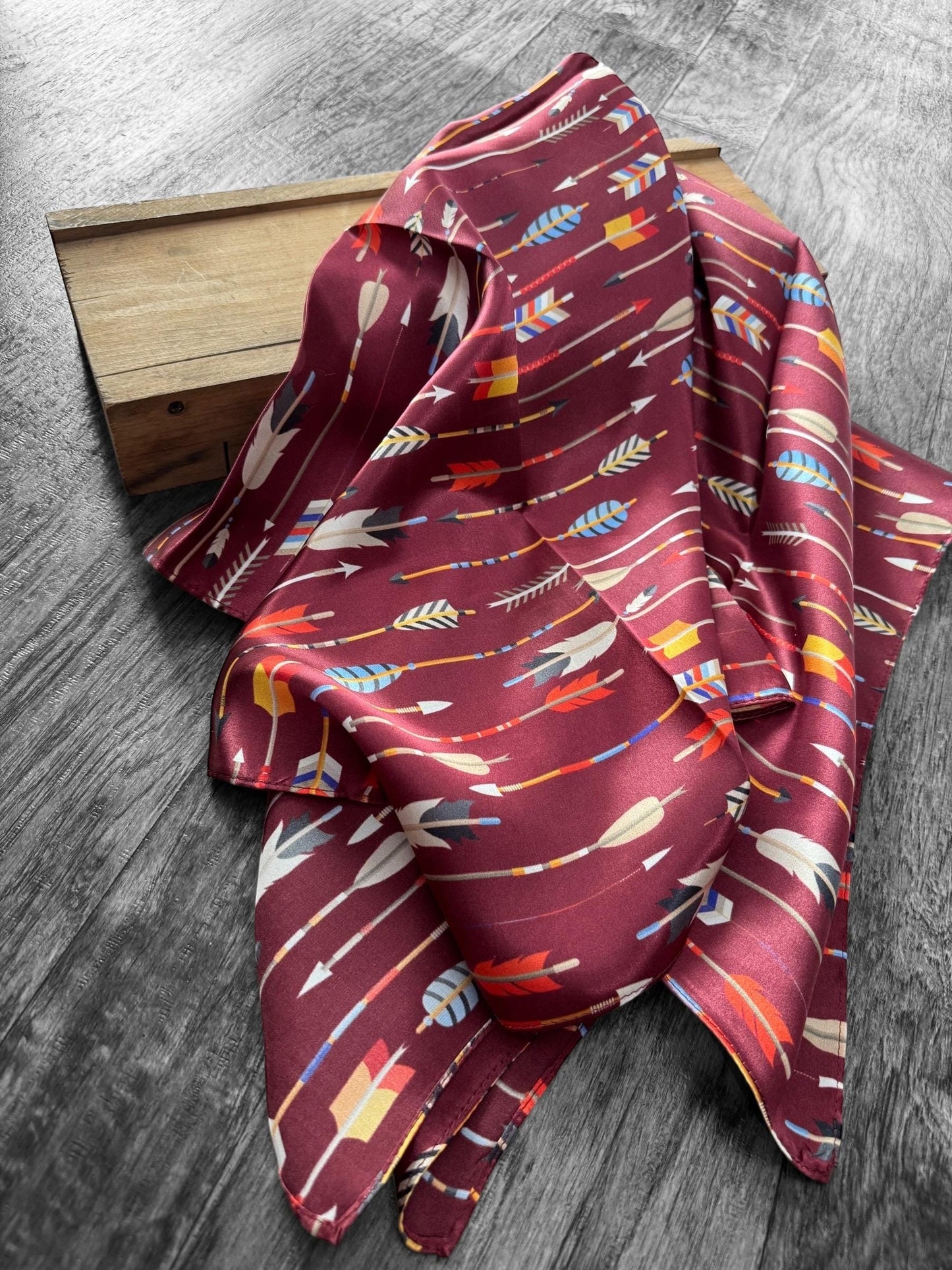 1100% Silk Bandana Maroon Arrows