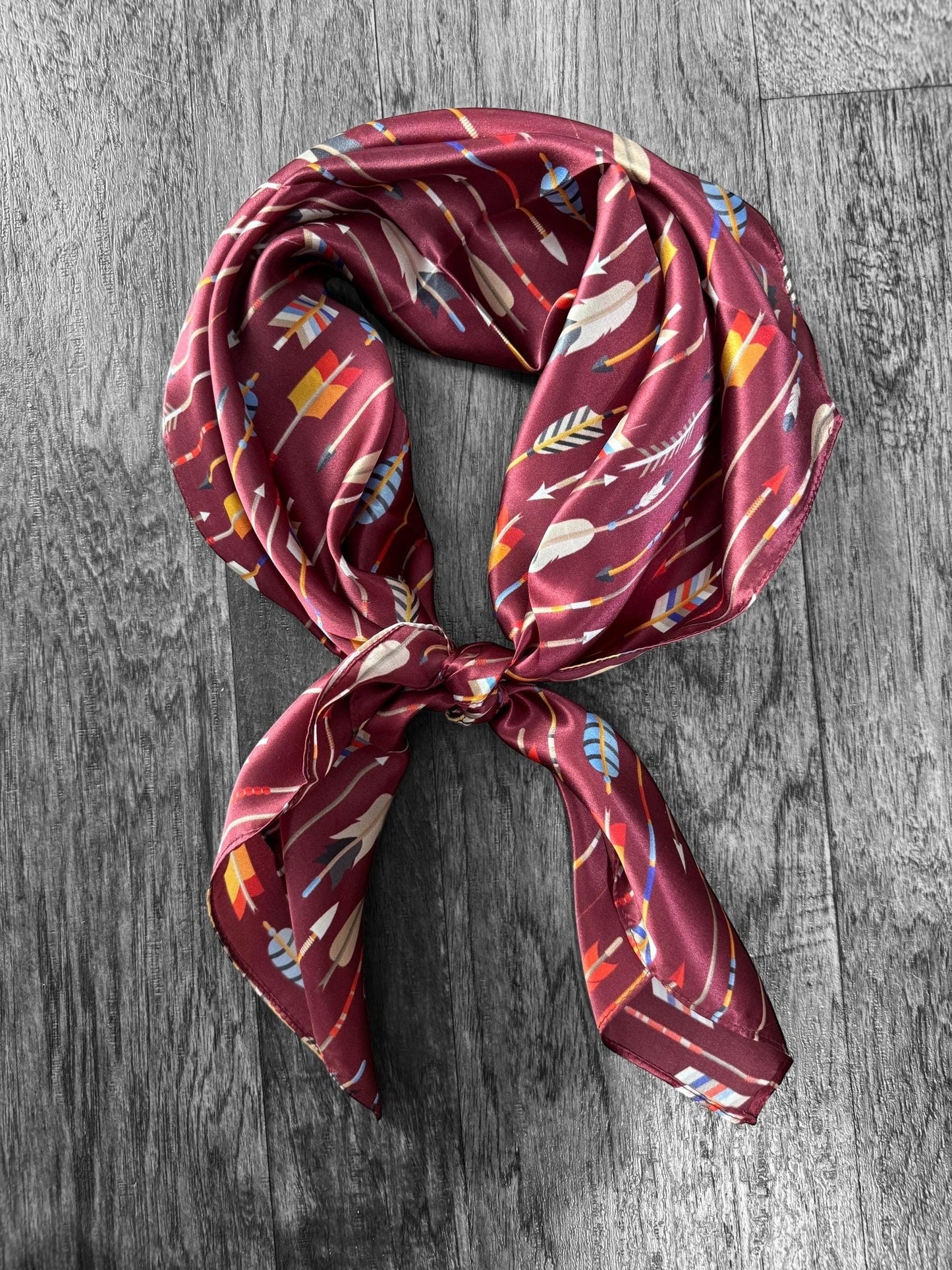 1100% Silk Bandana Maroon Arrows