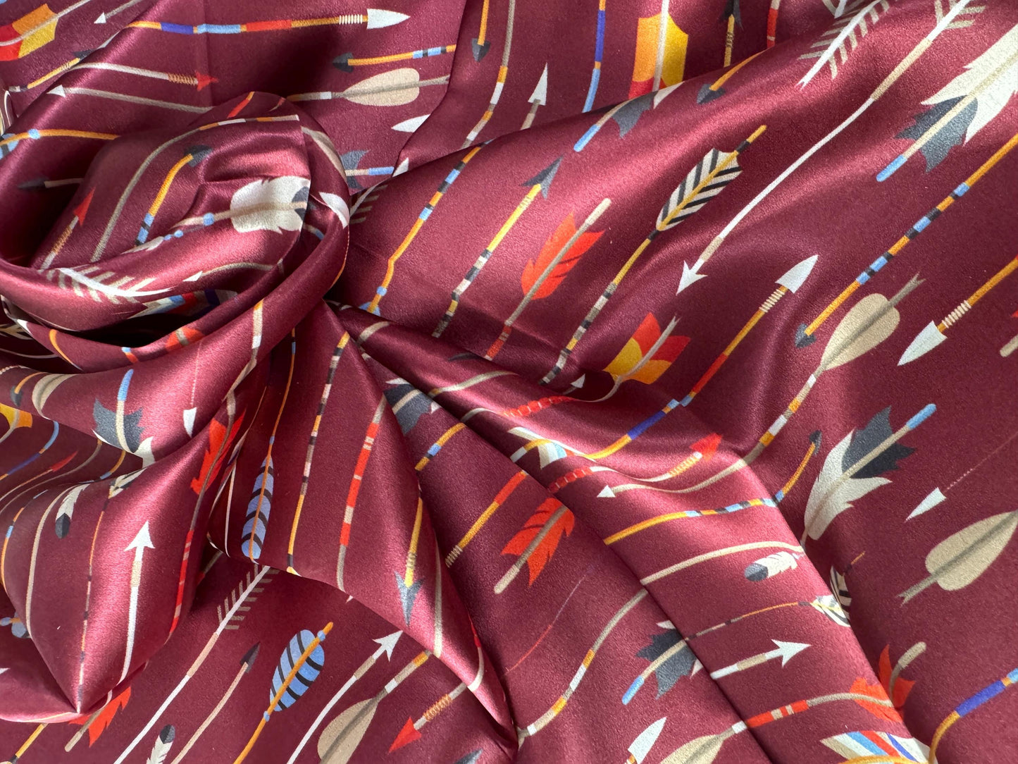 1100% Silk Bandana Maroon Arrows