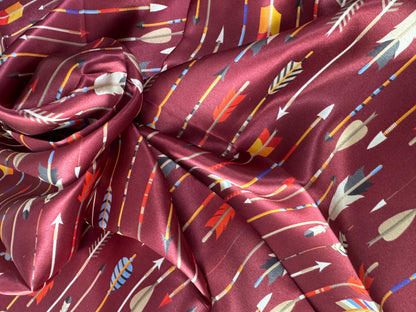 1100% Silk Bandana Maroon Arrows